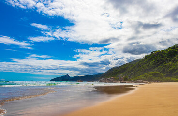 Praia Lopes Mendes beach on tropical island Ilha Grande Brazil.