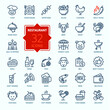 Restaurant cafe menu, food and drink - thin line web icon set. Outline icons collection. Simple vector illustration.