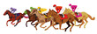 Pferderennen mit Jockeys auf der Rennbahn