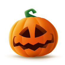 Jack O Lantern. Halloween Pumpkin With Funny Face Expression. Isolated.