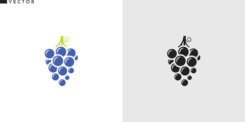 Sticker - Blue grape. Vector icons