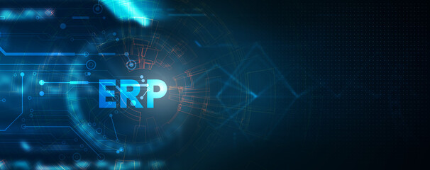 Business, Technology, Internet and network concept. Enterprise Resource Planning ERP corporate company management.
