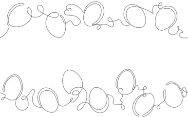 Wall Mural - Vector Pattern with Eggs. Continuous line drawing style.