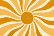 Retro swirl sun groovy banner background. Abstract grunge sunburst ray. 