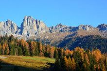 A Day Of Blue Skies And Sunshine Over The Mountains In Autumn