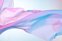Smooth Elegant Colorful Transparent Cloth Separated On White Background. Texture Of Flying Fabric.