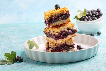 Wall Mural - Delicious berry pie with streusel.