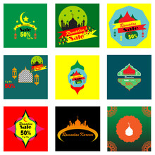 Islamic Holiday Celebration Background Set With Various