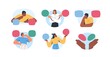 © Good Studio - Set of confused pensive people making choice and decision. Men and women doubting, solving problems, choosing between two alternatives. Dilemma concept. Flat vector illustration isolated on white