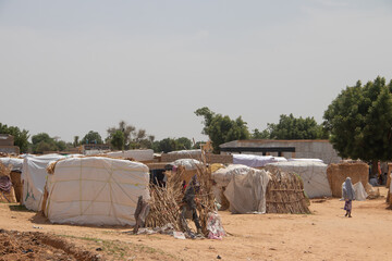 Refugee camp (IDP - Internal displaced persons) taking refuge from armed conflict between opposition groups and government. Very poor living conditions, lack of water, hygiene, shelter and food