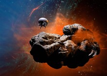 Drone Landing On An Asteroid, Illustration