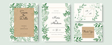 Minimal Green Floral Wedding Invitation, Wedding Invitation Template, Botanical Wedding Invitation, Green Wedding Invitation, Wedding Invitation Suite, Wedding Invitation Set.