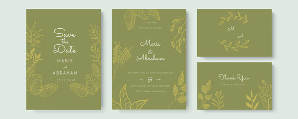 Minimal Green Floral Wedding Invitation, Wedding Invitation Template, Botanical Wedding Invitation, Green Wedding Invitation, Wedding Invitation Suite, Wedding Invitation Set.