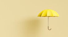 Yellow Umbrella On Beige Background With Shadow