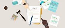 lawsuit paper hands pen gavel
