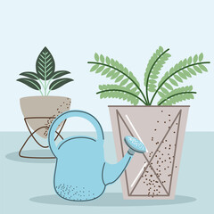 Canvas Print - houseplant and watering can