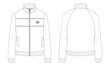 Cotton jersey fleece jacket technical fashion Flat sketch Vector illustration template Front and back views. Flat apparel Sweater Jacket mock up Isolated on white background.