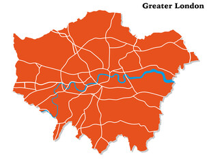 Wall Mural - vector map of greater london with main roads, uk