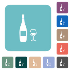 Sticker - Wine bottle and glass rounded square flat icons