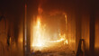 © Framestock - Corridor of a residential building in a flame of fire