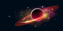 Vector Beautiful Space Horizontal Illustration Of Red And Yellow
