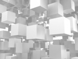 Fototapeta Perspektywa 3d - White cubes structure. Abstract futuristic background.