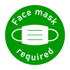 Wall Mural - Face Mask Required Sign Round Coronavirus Covid-19 Warning Sticker or Adhesive Icon. Vector Image.