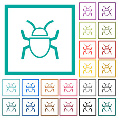 Poster - Bug outline flat color icons with quadrant frames