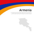 Armenia flag, mosaic map on white background. Wavy ribbon with the armenian flag. Vector flat banner design, armenia national poster. Cover for business booklet. State patriotic, flyer, brochure