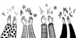 © Kebon doodle - Hand Drawn sketch style of applause, thumbs up gesture. Human hands clapping ovation. on doodle style, vector illustration.