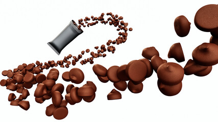 Poster - Illustration of Chocolate chips spilling out of a snack wrapper pack