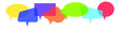 Speech bubbles, communication concept. Colorful speech bubbles overlapping vector illustration background.