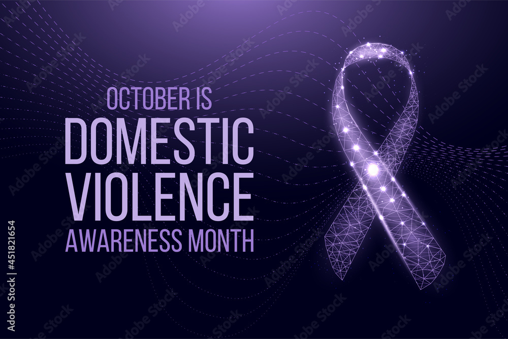 Domestic Violence Awareness Month concept. Banner template with glowing ...