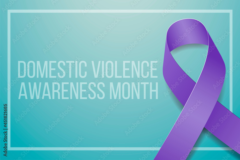 Domestic Violence Awareness Month concept. Banner for with purple ...