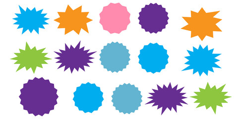Wall Mural - Starburst explosion comic shapes vector. Speech boom bubbles