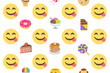 gourmet face with sweet food icons,emoji pattern on white background,vector illustration