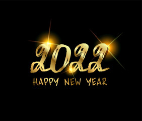 Wall Mural - 2022 Happy New year script text hand lettering. Design template Celebration typography poster, banner or greeting card for Merry Christmas and Happy new year