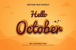 Hello October editable 3d text effect with landscape backround style