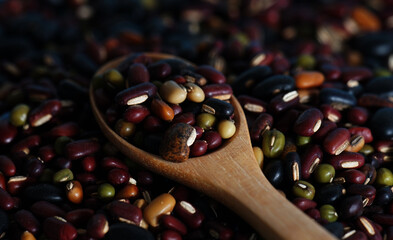 Wall Mural - Red Kidney beans and wooden spoon