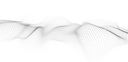 Wall Mural - Vector abstract white futuristic background. Big data visualization. Digital dynamic wave of particles.