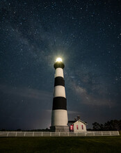 Bodie Island Lighthouse In North Carolina At Night 