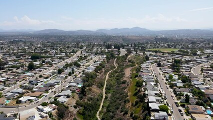 Wall Mural - Aerial view of Mission City and Serra Mesa in San Diego County, California, USA