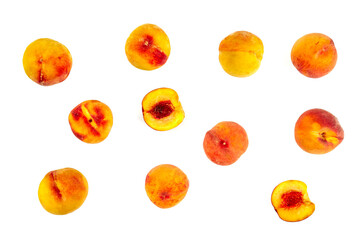 Wall Mural - peach pieces isolated on white background