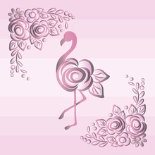 Template Card Wedding Invitation Flamingo Background Illustration Summer Vector