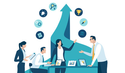 strategy. teamwork. growth. business vector illustration.