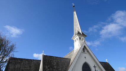 shot of religious Christian or catholic chapel and altar for worshippers
