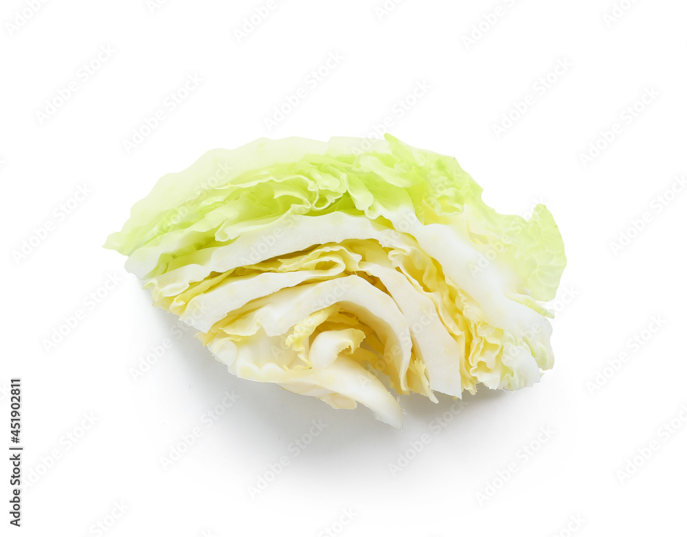 Fresh cut chinese cabbage on white background