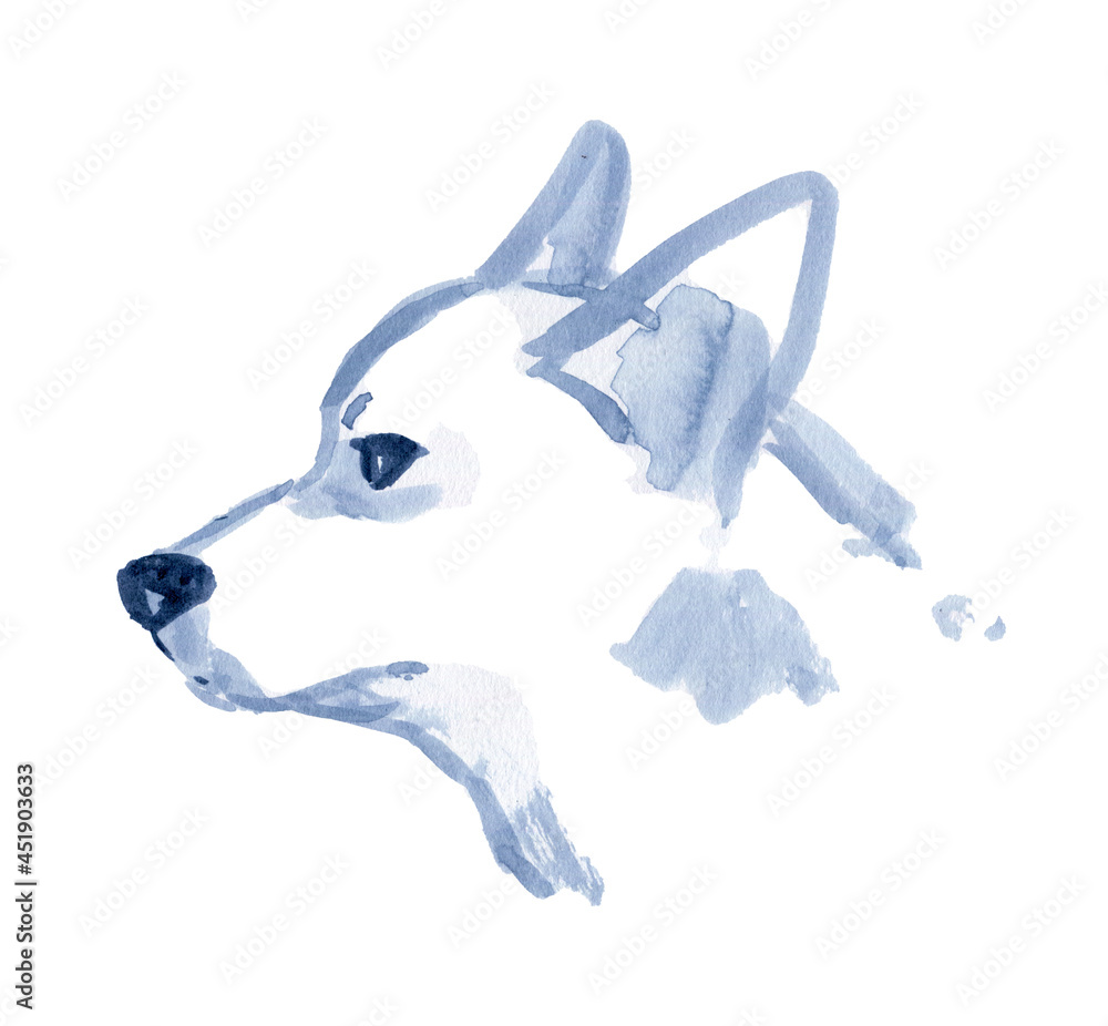 水墨画風 犬 Stock Illustration | Adobe Stock