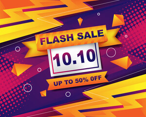 Sticker - Flash Sale banner background template for 10.10 sale event
