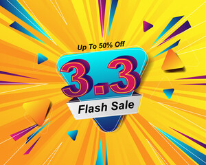 Sticker - Flash Sale banner background template for 3.3 sale event
